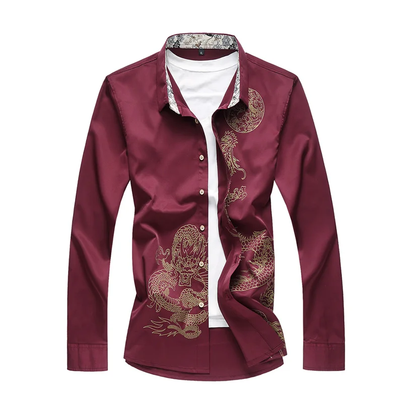 2019 New Fashion Brand Camisa Masculina Long Sleeve Shirt Men Vintage Chinese Traditional Dragon Printed Shirts Big Size 6XL 7XL
2019 New Fashion Brand Camisa Masculina Long Sleeve Shirt Men Vintage Chinese Traditional Dragon Printed Shirts Big Size 6XL 7XL