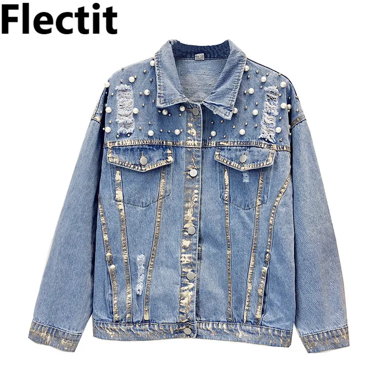 Flectit Gold Painted Studded Pearl Denim Jacket Women Vintage 90s Punk Style Oversize Distressed Jeans Jackets chaqueta tachas
Flectit Gold Painted Studded Pearl Denim Jacket Women Vintage 90s Punk Style Oversize Distressed Jeans Jackets chaqueta tachas