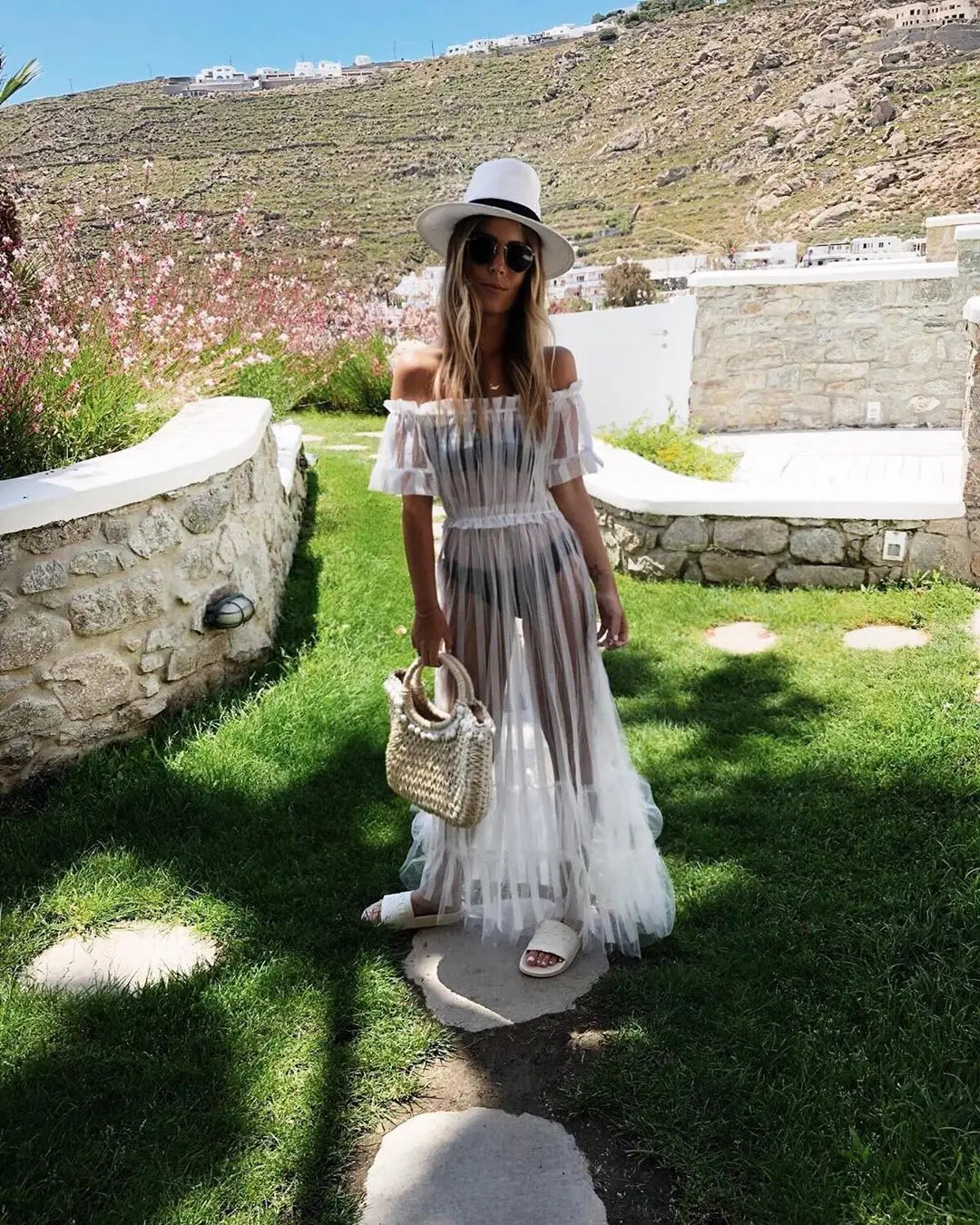 2019 Mesh Dress Women Summer Beach Dress Vestido Sexy Slash Neck Dresses See-Through White Maxi Dress Beach Covers Up
2019 Mesh Dress Women Summer Beach Dress Vestido Sexy Slash Neck Dresses See-Through White Maxi Dress Beach Covers Up