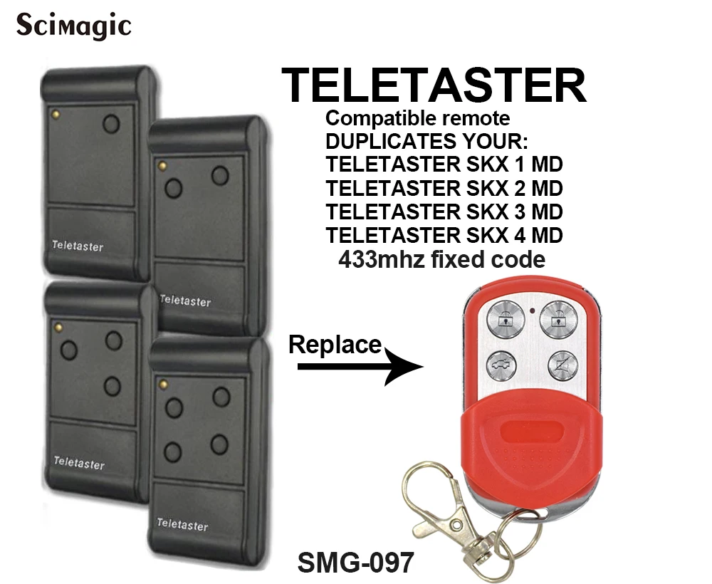 2019 new Teletaster skx1md, skx2md, skx3md, skx4md replacement remote control clone 433.92mhz fixed code,Teletaster gate control
2019 new Teletaster skx1md, skx2md, skx3md, skx4md replacement remote control clone 433.92mhz fixed code,Teletaster gate control