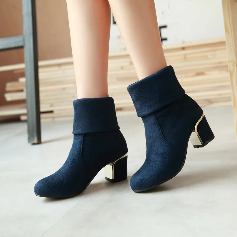 YMECHIC 2018 Autumn Winter Folding Slip on Flock Block High Heels Short Ankle Boots Female Womens Large Size Black Blue Shoes
YMECHIC 2018 Autumn Winter Folding Slip on Flock Block High Heels Short Ankle Boots Female Womens Large Size Black Blue Shoes