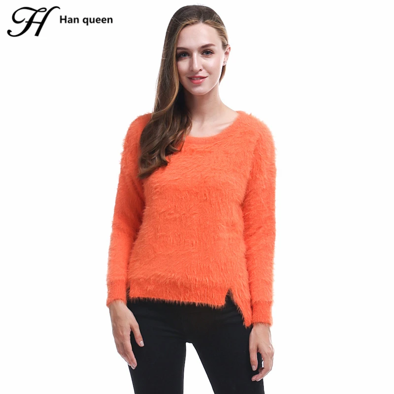 H han queen Thicker Mink Cashmere Women Sweaters And Pullovers Autumn Winter Candy Colors Contour Design Loose Casual Sweater
H han queen Thicker Mink Cashmere Women Sweaters And Pullovers Autumn Winter Candy Colors Contour Design Loose Casual Sweater