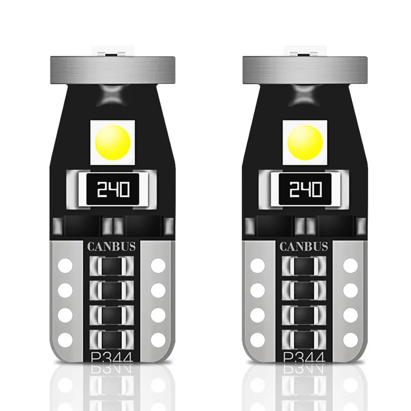 

2ps Car LED width lamp reading light instrument light reversing light bulb 5W T10 3SMD 3030 constant current decoding small bulb