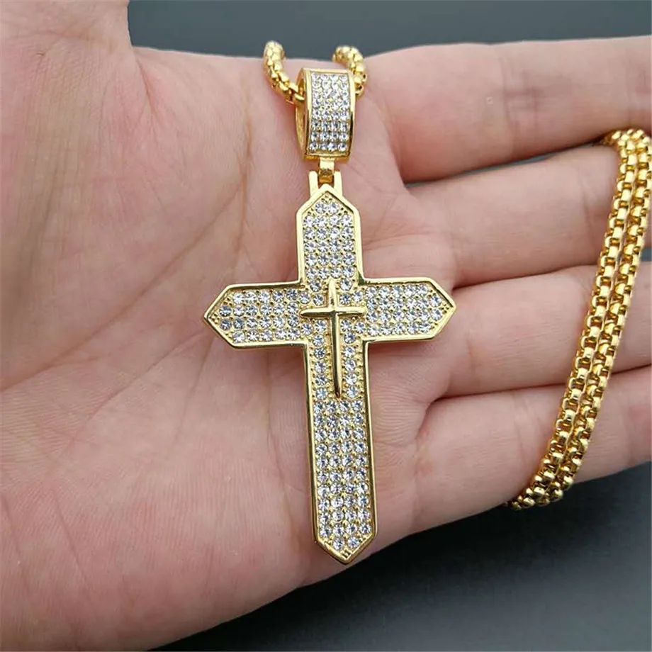 Religious Iced Out Bling Cross Pendants Necklaces For Women Men Gold Color Male Stainless Steel Christian Jewelry Dropshipping
Religious Iced Out Bling Cross Pendants Necklaces For Women Men Gold Color Male Stainless Steel Christian Jewelry Dropshipping