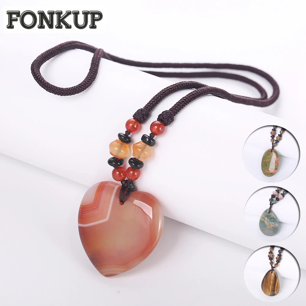 Forkup Natural Agate Necklace Fashion Women Sweater Chain Heart Pendant Jewelry Gemstone Accessories Turquoise Ornaments Stone
Forkup Natural Agate Necklace Fashion Women Sweater Chain Heart Pendant Jewelry Gemstone Accessories Turquoise Ornaments Stone