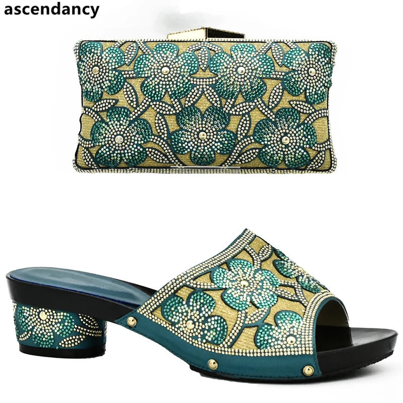 Latest Teal Color Matching Italian Shoe and Bag Set Decorated with Rhinestone African Matching Shoes and Bag Italian In Women
Latest Teal Color Matching Italian Shoe and Bag Set Decorated with Rhinestone African Matching Shoes and Bag Italian In Women