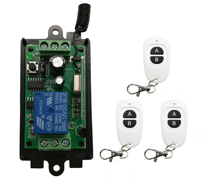 DC 9V 12V 24V 1 CH 1CH RF Wireless Mini Switch Relay Receiver Remote Controllers & White AB keys Waterproof Transmitter shutters
DC 9V 12V 24V 1 CH 1CH RF Wireless Mini Switch Relay Receiver Remote Controllers & White AB keys Waterproof Transmitter shutters