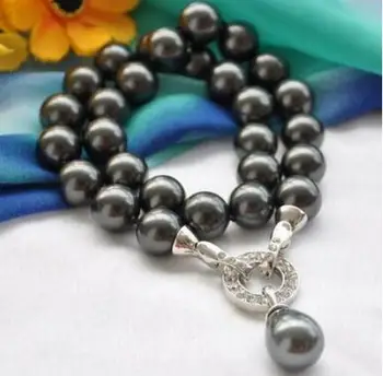 Genuine Natural 12mm round black SHELL PEARL NECKLACE Drip pendant Beads Jewelry silver plating Exquisite
Genuine Natural 12mm round black SHELL PEARL NECKLACE Drip pendant Beads Jewelry silver plating Exquisite