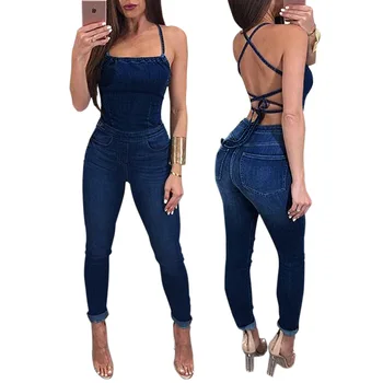 Women's Denim Casual Sexy Stretch Sleeveless Back Straps Hollow Straps Connected Jeans Ladies Cowboy Pencil Slim Overalls
Women's Denim Casual Sexy Stretch Sleeveless Back Straps Hollow Straps Connected Jeans Ladies Cowboy Pencil Slim Overalls