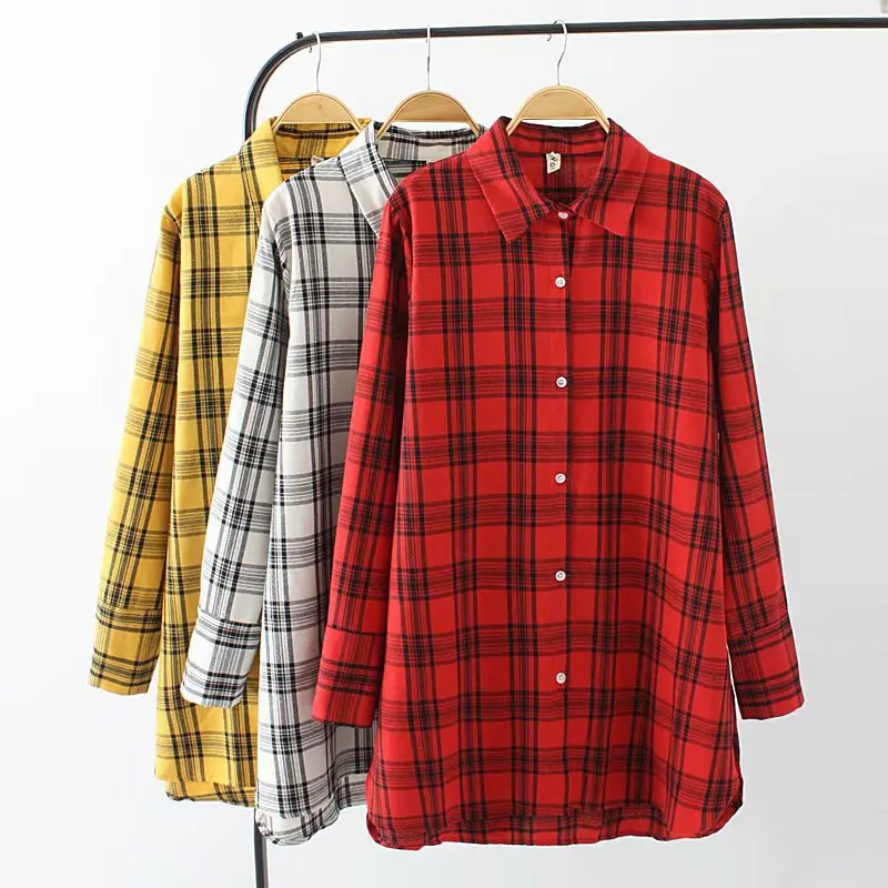Women Cotton Plaid Blouses Autumn Plus Size 2018 Blouses Shirt Oversized Casual Fashion Womens Shirts Plaid Tops Red/Yellow
Women Cotton Plaid Blouses Autumn Plus Size 2018 Blouses Shirt Oversized Casual Fashion Womens Shirts Plaid Tops Red/Yellow