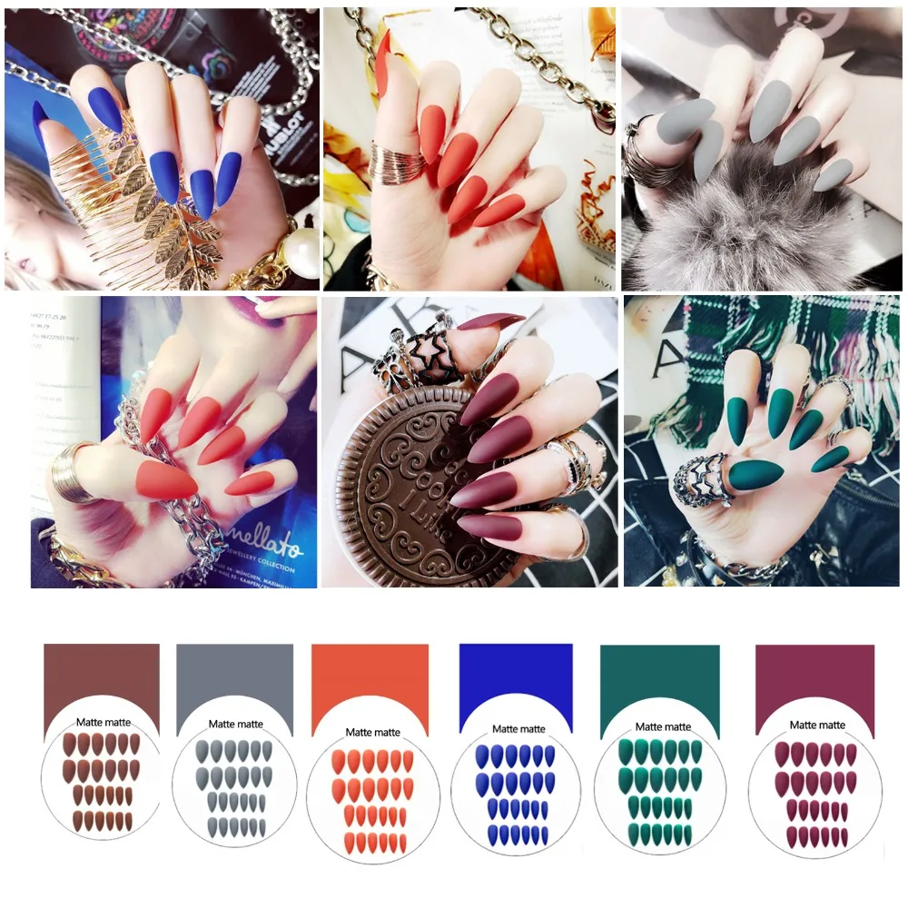 Pre Design Finger Matte Solid Color Stiletto Nail Art Tips Press On With 2g Glue Full Cover Pure Color Oval Sharp End Artificial
Pre Design Finger Matte Solid Color Stiletto Nail Art Tips Press On With 2g Glue Full Cover Pure Color Oval Sharp End Artificial