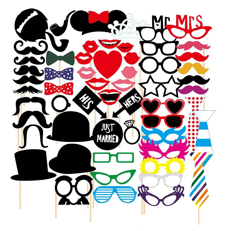 58pcs Wedding Photo Booth Props Party Masks Hat Mustache Lip Photobooth Props Wedding Party Decoration Birthday Party Favor Gift
58pcs Wedding Photo Booth Props Party Masks Hat Mustache Lip Photobooth Props Wedding Party Decoration Birthday Party Favor Gift