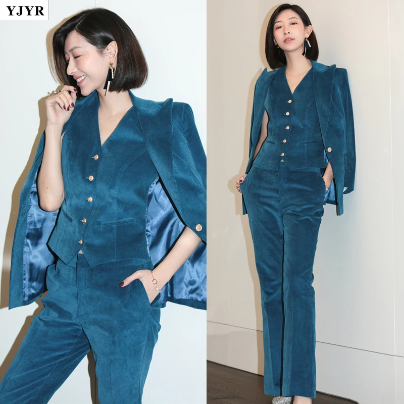 Vintage Corduroy 3 Pieces Set Office Lady Work Notched Collar Blazer + Vests + Flare Pants Set 2019 New OL Women Suits Set Y254
Vintage Corduroy 3 Pieces Set Office Lady Work Notched Collar Blazer + Vests + Flare Pants Set 2019 New OL Women Suits Set Y254