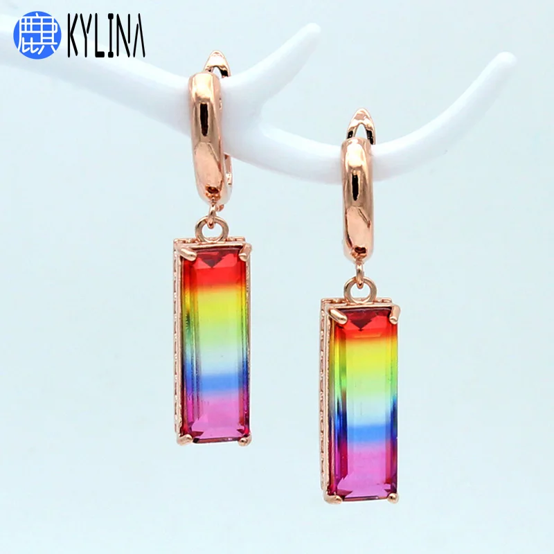 KYLINA Cute Gradient Color Square Tourmaline Zircon Drop Earrings 585 Rose Gold Eardrop Women Wedding Party Fine Jewelry Gift
KYLINA Cute Gradient Color Square Tourmaline Zircon Drop Earrings 585 Rose Gold Eardrop Women Wedding Party Fine Jewelry Gift