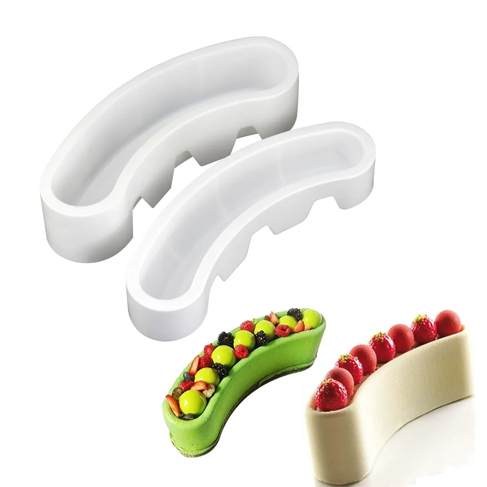 2 style Moon arc shape Silicone cake mold , baking tools Crescent Mold for chocolate dessert Mousse pastry cake mold
2 style Moon arc shape Silicone cake mold , baking tools Crescent Mold for chocolate dessert Mousse pastry cake mold
