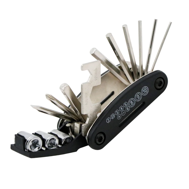16 in 1 Multifunction Bicycle Repair Tools Kit Hex Spoke Cycling Screwdriver Tool MTB Mountain Cycling Bike Repair Tool Black
16 in 1 Multifunction Bicycle Repair Tools Kit Hex Spoke Cycling Screwdriver Tool MTB Mountain Cycling Bike Repair Tool Black