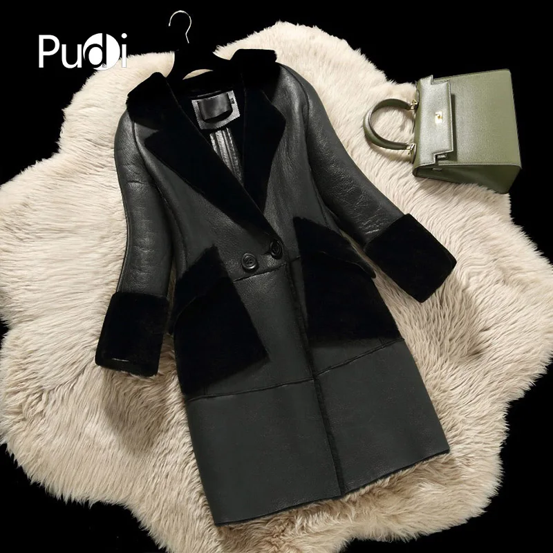 PUDI A21154 women's winter genuine sheepskin with real sheep fur inside jacket overcoat turn-down collar lady long coat
PUDI A21154 women's winter genuine sheepskin with real sheep fur inside jacket overcoat turn-down collar lady long coat