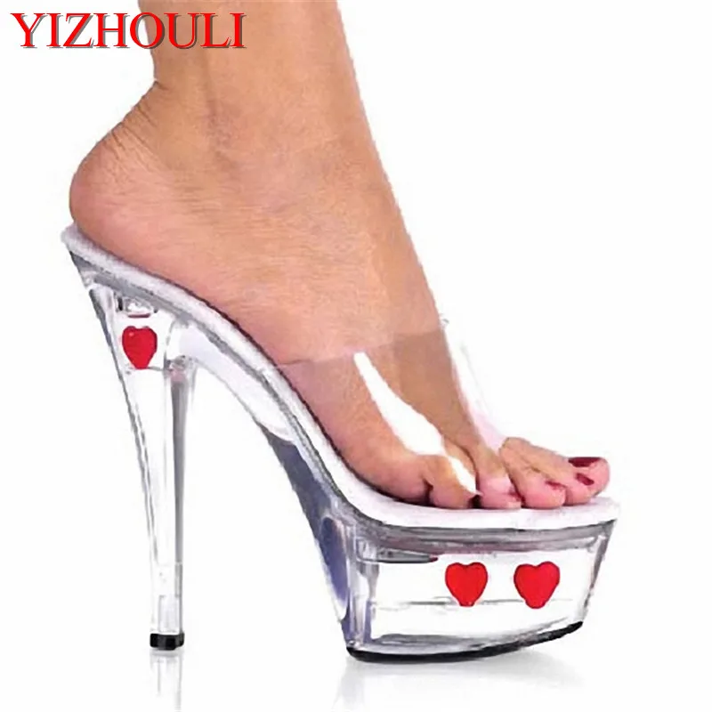 

Photo 15 cm high shoes with women's shoes Peep-toe stilettos interest performance evening stage show is cool Sandals