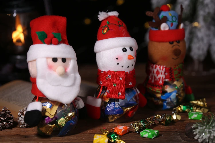 snowman reindeer santa claus christmas candy transparent jar