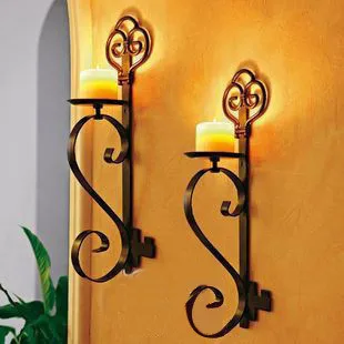 Image 031823 Creative act the role ofing Restore ancient wrought iron hanging wall candle holder coverings personality