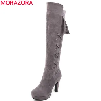 MORAZORA 2018 red newest knee high boots women flock round toe autumn winter shoes woman high heels boots fringe platform boots
MORAZORA 2018 red newest knee high boots women flock round toe autumn winter shoes woman high heels boots fringe platform boots