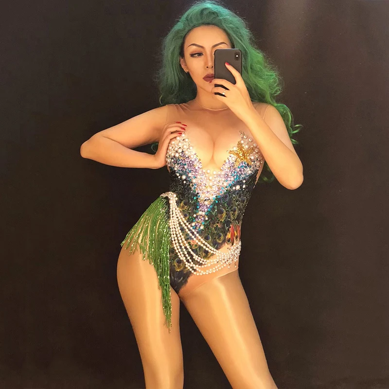 Jazz Costume Sexy Women Rhinestone Bodysuit For Singers Peacock Pole Dance Clothing DJ Rave Clothes Nightclub Jumpsuit DNV10538
Jazz Costume Sexy Women Rhinestone Bodysuit For Singers Peacock Pole Dance Clothing DJ Rave Clothes Nightclub Jumpsuit DNV10538