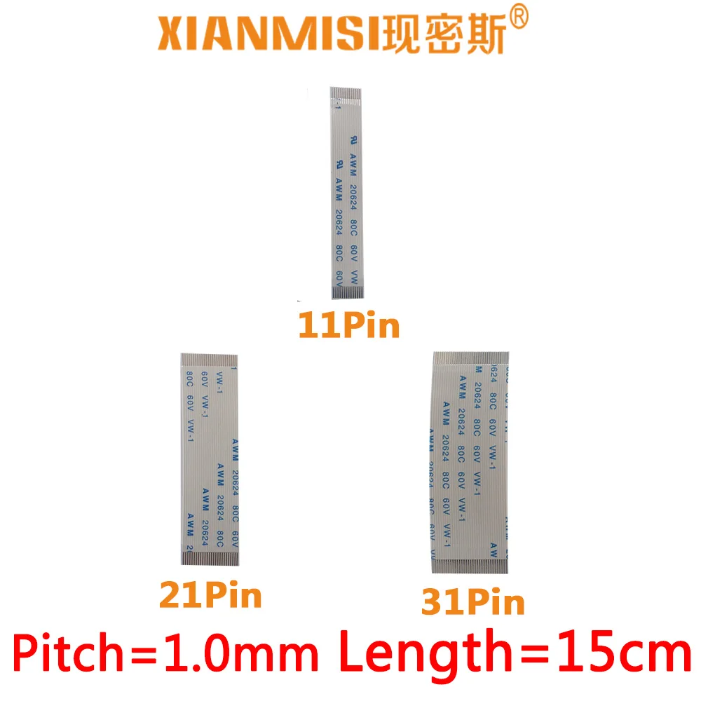 FFC FPC Flat Flex Extension Cable 11Pin 21Pin 31Pin Same Side 1.0mm Pitch AWM VW-1 20624 20798 60V Length 15cm 5PCS
FFC FPC Flat Flex Extension Cable 11Pin 21Pin 31Pin Same Side 1.0mm Pitch AWM VW-1 20624 20798 60V Length 15cm 5PCS