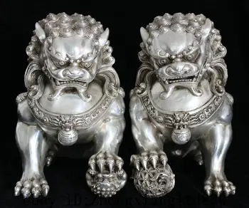 zhmui88002840814+++11" Lucky Chinese Silver Home Fengshui Guardion Lion Foo Fu Dog Statue Pair V
zhmui88002840814+++11" Lucky Chinese Silver Home Fengshui Guardion Lion Foo Fu Dog Statue Pair V