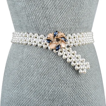 Elegant Women Pearl Crystal Belt Waist Flower Elastic Buckle Chain Cummerbunds Female Girls Dress Strap Waistband Gift
Elegant Women Pearl Crystal Belt Waist Flower Elastic Buckle Chain Cummerbunds Female Girls Dress Strap Waistband Gift