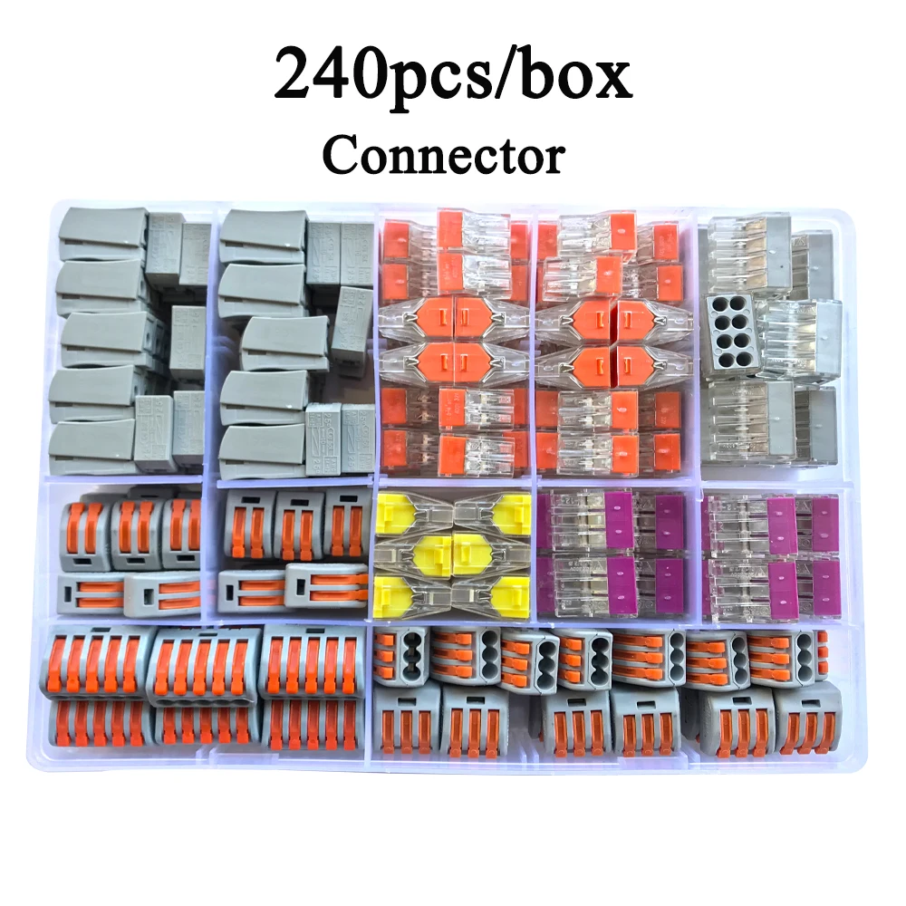Wire Connector 240PCS/Box Universal Compact Terminal Block Lighting Wire Connector For 5 Room Mixed Quick Connector
Wire Connector 240PCS/Box Universal Compact Terminal Block Lighting Wire Connector For 5 Room Mixed Quick Connector