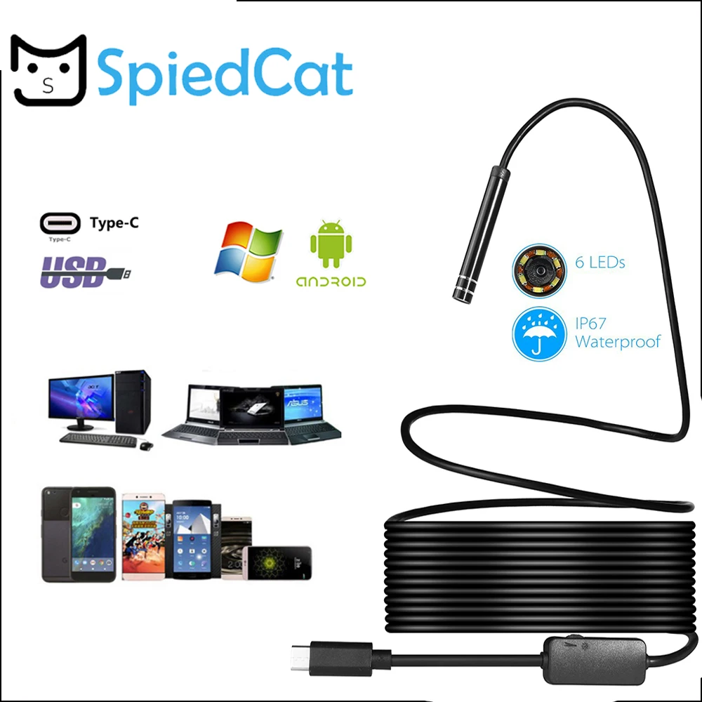 TYPE-C Endoscope Inspection Camera 5.5mm 1M/3M/5M Flexible Snake Cable Type C Android Endoscope Video Camera
TYPE-C Endoscope Inspection Camera 5.5mm 1M/3M/5M Flexible Snake Cable Type C Android Endoscope Video Camera