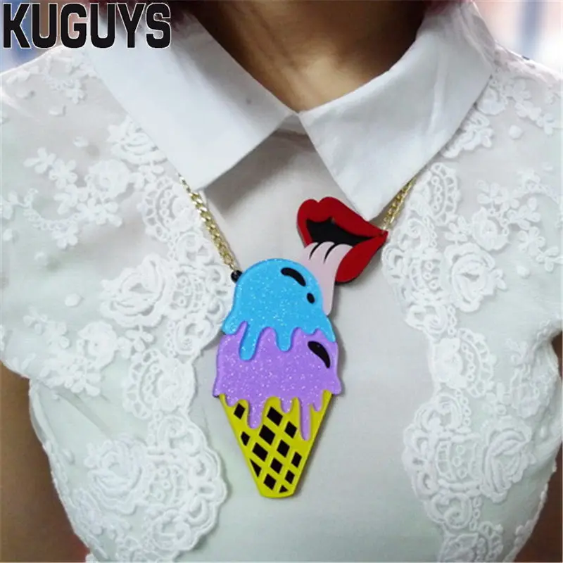 KUGUYS Fashion Jewelry Custom Women Acrylic Ice Cream Large Pendant Necklace Sweater Link Chain Trendy Lovely Necklaces
KUGUYS Fashion Jewelry Custom Women Acrylic Ice Cream Large Pendant Necklace Sweater Link Chain Trendy Lovely Necklaces