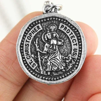 Saint Christopher Medallion Necklace Medieval Orthodox Religious Patron Medal Jewelry
Saint Christopher Medallion Necklace Medieval Orthodox Religious Patron Medal Jewelry