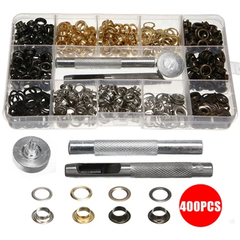 400pcs/Box Eyelet Washer Grommet Copper Metal Eyelet 4 Colors for Bags Shoes Leather Cloth-made Crafts DIY Projects
400pcs/Box Eyelet Washer Grommet Copper Metal Eyelet 4 Colors for Bags Shoes Leather Cloth-made Crafts DIY Projects