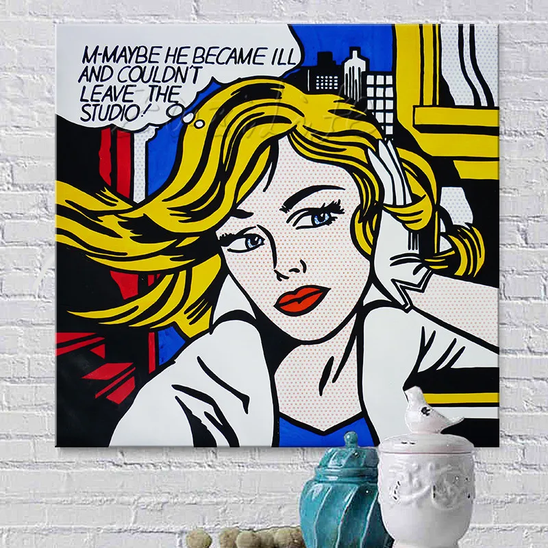 Lichtenstein Pop Art Cartoon Oil painting on canvas Hand-painted Wall Art Picture for living Room Andy Warhol home decor 4
Lichtenstein Pop Art Cartoon Oil painting on canvas Hand-painted Wall Art Picture for living Room Andy Warhol home decor 4