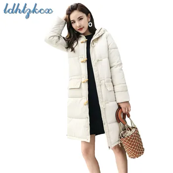 LDHTZKCX Solid Color Long-sleeved Zipper Hooded Parkas Female 2018 Winter New Horn Button Thick Warmth Slim BF Cotton Coat CX367
LDHTZKCX Solid Color Long-sleeved Zipper Hooded Parkas Female 2018 Winter New Horn Button Thick Warmth Slim BF Cotton Coat CX367