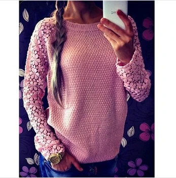 New Women Hollow Out Lace Long Sleeve Casual Sweater Patchwork Lace Pullover Knitted Sweaters
New Women Hollow Out Lace Long Sleeve Casual Sweater Patchwork Lace Pullover Knitted Sweaters