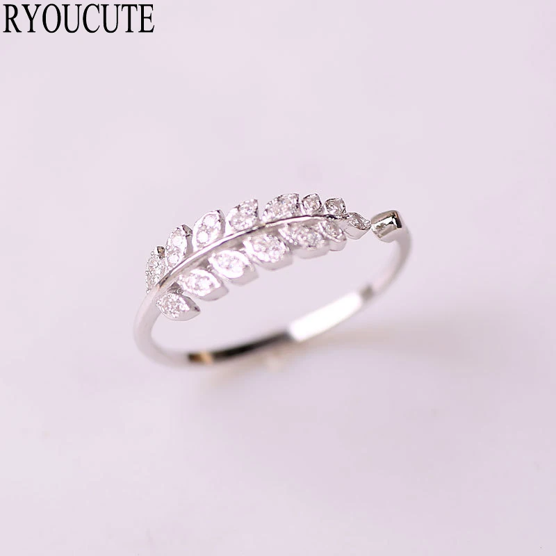 New Silver Color Crystal Leaf Rings for Women Adjustable Size Fashion Wedding | Украшения и аксессуары