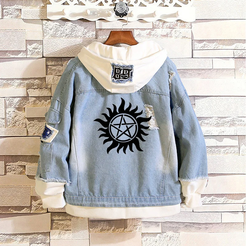 Supernatural SPN Evil Anime Fake 2 Pieces Casual Jacket Cosplay Denim Jacket Autumn Hooded Sweatshirt Unisex Outwear Coat
Supernatural SPN Evil Anime Fake 2 Pieces Casual Jacket Cosplay Denim Jacket Autumn Hooded Sweatshirt Unisex Outwear Coat