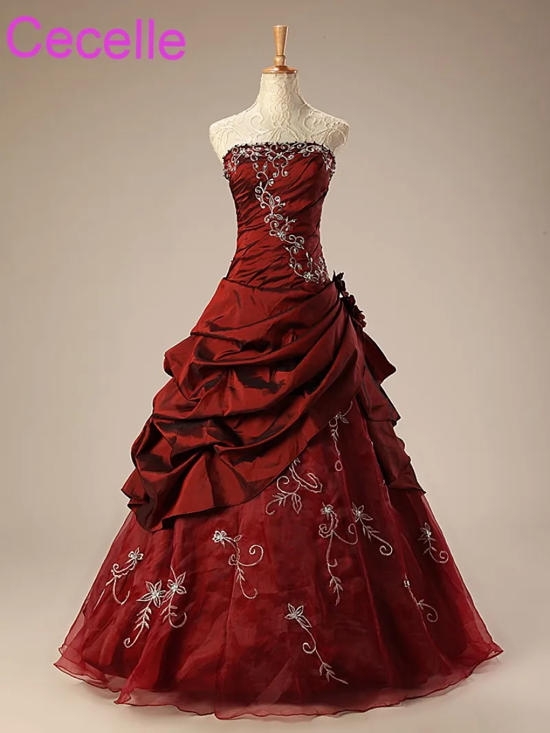 Dark Red A-line Wedding Dresses Vintage Embroidery Taffeta Non White Bridal Gowns Non Traditional Wedding Gowns With Color
Dark Red A-line Wedding Dresses Vintage Embroidery Taffeta Non White Bridal Gowns Non Traditional Wedding Gowns With Color