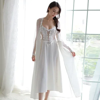 Women Sexy Underwear Lace Dress Palace Exquisite Beauty Sexy Nightdress Long Lace Nightgown Sling Dress + Robe 2 Pieces Set
Women Sexy Underwear Lace Dress Palace Exquisite Beauty Sexy Nightdress Long Lace Nightgown Sling Dress + Robe 2 Pieces Set