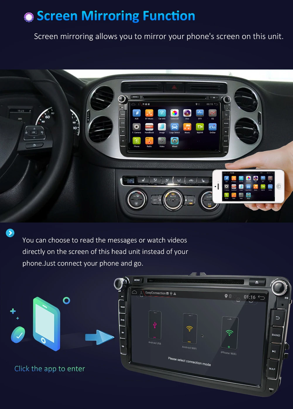 Flash Deal 2 din Android 9.0 Car Radio DVD GPS Navigation For Volkswage Caddy Golf Polo Sedan Touran Passat EOS DVD Automtivo WIF 15