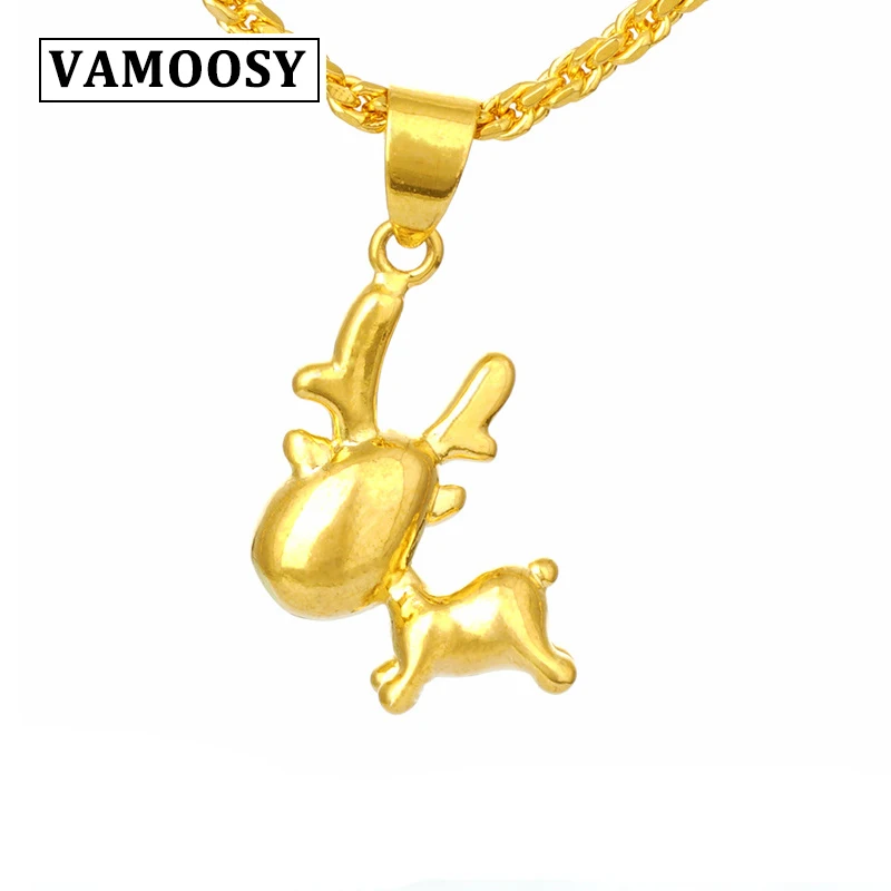

VAMOOSY Dainty Feminine Gold Cute Sweet Christmas Deer Animal Pendants Fashion Necklace for Women Original Elk Pendants for Kids