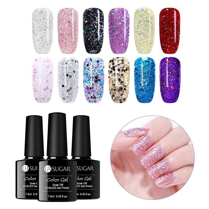 UR SUGAR 7.5ml Flashing Glitter Soak Off UV Holographic Crystal Gel Polish Colorful Neon Sequins Varnish Gel Nail Art Lacquer
UR SUGAR 7.5ml Flashing Glitter Soak Off UV Holographic Crystal Gel Polish Colorful Neon Sequins Varnish Gel Nail Art Lacquer