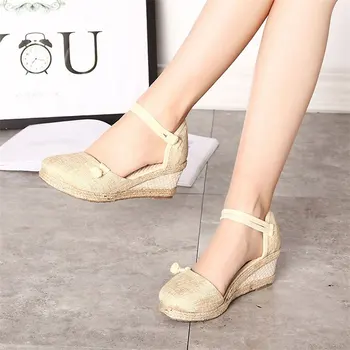 2020 Summer Casual Linen Canvas Wedge Women Sandals Ankle Strap Med Heel Platform Pumps Espadrilles Cloth Women Shoes
2020 Summer Casual Linen Canvas Wedge Women Sandals Ankle Strap Med Heel Platform Pumps Espadrilles Cloth Women Shoes