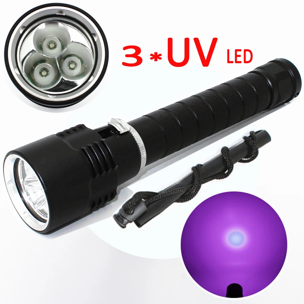 3x UV LED Scuba Diving Flashlight Underwater Water Torch UV Ultraviolet Lamp Lantern Diver Violet Tactical Purple Flash Light
3x UV LED Scuba Diving Flashlight Underwater Water Torch UV Ultraviolet Lamp Lantern Diver Violet Tactical Purple Flash Light