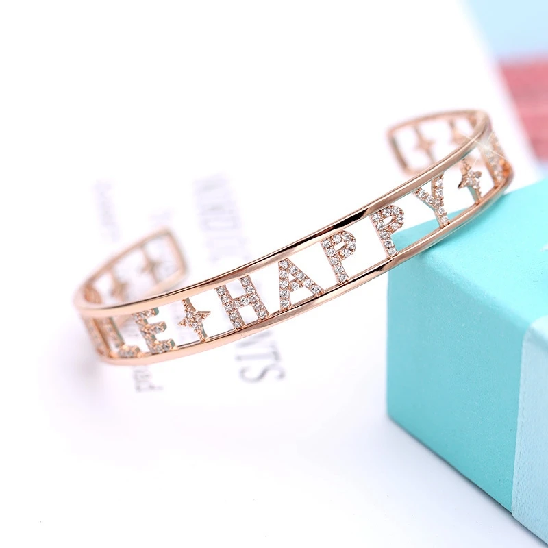 Crystal Hollow Letters HAPPY Strass Bracelets Zircon Bangle Rose Gold Silver Copper Women Bracelets Jewelry 2019 Dropshipping
Crystal Hollow Letters HAPPY Strass Bracelets Zircon Bangle Rose Gold Silver Copper Women Bracelets Jewelry 2019 Dropshipping