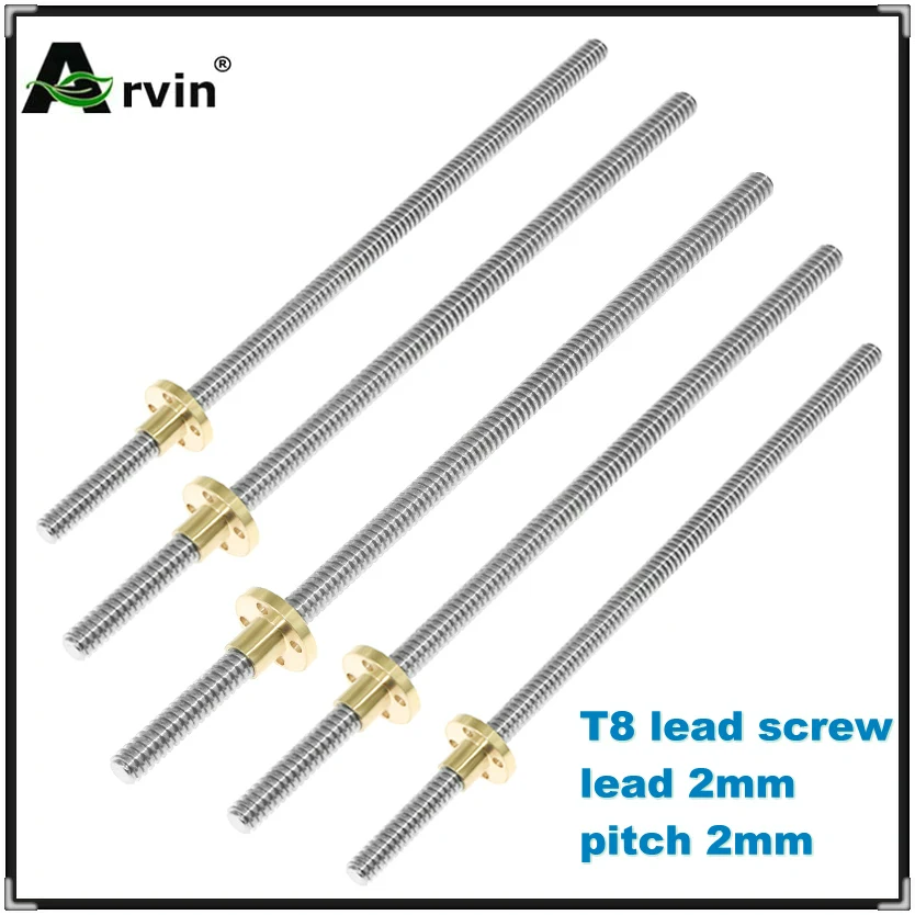 3D Printer T8 Lead Screw OD 8mm Pitch 2mm Lead 2mm 200mm 250mm 300mm 350mm 400mm 450mm 500mm With Nut For Reprap
3D Printer T8 Lead Screw OD 8mm Pitch 2mm Lead 2mm 200mm 250mm 300mm 350mm 400mm 450mm 500mm With Nut For Reprap