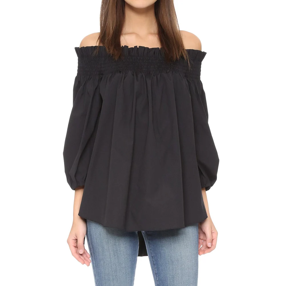 Fashion 2019 Women Sexy Off Shoulder Blouse Slash Neck Ruffle Bandage 3/4 Sleeves Long Casual Loose Pullover Tops blusas mujer
Fashion 2019 Women Sexy Off Shoulder Blouse Slash Neck Ruffle Bandage 3/4 Sleeves Long Casual Loose Pullover Tops blusas mujer