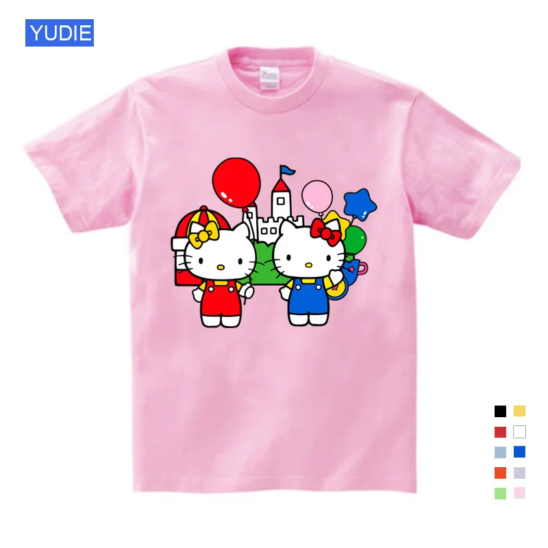 Summer New Hello Kitty Cat Cute Short Paragraph Punk Fashion Casual Loose Large Size Cartoon Printing T-shirt Girls Boys Tops
Summer New Hello Kitty Cat Cute Short Paragraph Punk Fashion Casual Loose Large Size Cartoon Printing T-shirt Girls Boys Tops